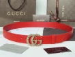 Gucci Red G C Letter Print Leather Belt With Pearl Double G Buckle