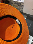 Gucci Pearl Strap Straw Brim Hat In Orange