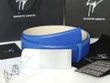 Giuseppe Zanotti Engraved Logo On Plate Buckle Leather Belt In Blue