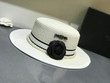 Chanel Pearl Brim With Black Flower On Band Bucket Hat In White