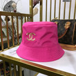 Chanel Cc Logo Embroidered Bucket Hat In Pink And Beige