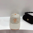 Hermes Orange Logo Embroidery Baseball Cap In Gray
