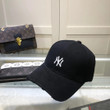 New York Yankees White Logo Embroidered Baseball Cap In Black