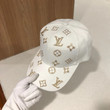 Louis Vuitton Gold Monogram Stitching Baseball Cap In White