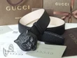Gucci Black Textured Leather Belt With Feline Head Buckle