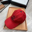 Gucci Black Interlocking Gg Embroidered Red Baseball Cap