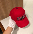 Gucci Logo Embroidery At Mid Panel Baseball Cap In Red