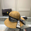 Christian Dior Band Knotted Straw Lampshade Hat In Tan