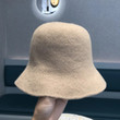 Balenciaga Logo Wool Felt Solid Color Cloche Bucket Hat In Beige