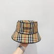 Burberry Tb And Logo Embroidered Vintage Check Bucket Hat In Beige And Black