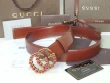 Gucci Brown Leather Belt With Pearl Double G Buckle