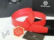 Philipp Plein Pp Hexagon Buckle Monogram Red Leather Belt