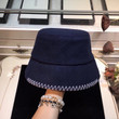 Balenciaga Embossed Logo In Leather Bucket Hat In Blue