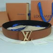 Louis Vuitton Brown Taurillon Leather Belt With Lv Initiales Buckle In Shiny Gold -color