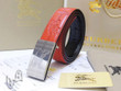 Burberry Red Haymarket Embossed Leather Belt With Logo Plaque Buckle