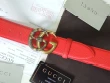 Gucci Red Textured Leather Belt With Double G Buckle With Snake