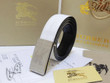 Burberry White Haymarket Embossed Leather Belt With Logo Plaque Buckle