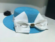 Christian Dior Crystal Rhinestone J'adior In White Silk Band Bucket Hat In Light Blue
