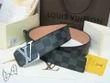 Louis Vuitton Damier Graphite Canvas Leather Belt With Lv Initiales Silver Buckle