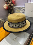 Christian Dior Capitalized Logo Print In Band Bucket Hat In Tan