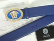 Versace Oval Medusa Head Belt In Navy And Gold