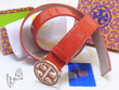 Tory Burch Red Monogram Patent Leather Belt With Logo Buckle