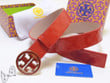 Tory Burch Red Monogram Patent Leather Belt With Logo Buckle