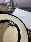Balenciaga Logo Print In Ribbon Straw Bucket Hat In White