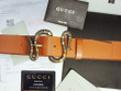 Gucci Leather Belt In Caramel With Snake Buckle
