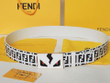 Fendi White Ff Print Leather Belt With White Bugs Eyes Buckle With Lightning