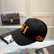 Hermes Giant H Embroidery Baseball Cap In Black