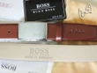 Hugo Boss Brown Smooth Leather Belt With Silver Buckle