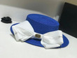Christian Dior Crystal Rhinestone J'adior In White Silk Band Bucket Hat In Blue
