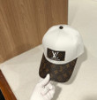Louis Vuitton Logo Embroidered Leather Patch Baseball Cap In White