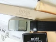 Hugo Boss Rectangle Silver Buckle Black Leather Belt