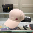 Chanel Embroidered Red Cc Logo Coral Baseball Cap
