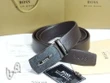 Hugo Boss Structured Plaque Buckle Brown Leather Belt