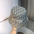 Dior Gray And Cream Dior Olique Bucket Hat With Embroidered Band