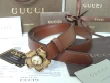 Gucci Thin Brown Leather Belt With Metal Flower Buckle
