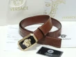 Versace Medusa Head Buckle Monogram Belt In Brown