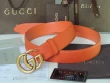 Gucci Orange Textured Leather Belt With Gold-toned Brass Double G Buckle