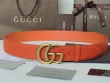 Gucci Orange Textured Leather Belt With Gold-toned Brass Double G Buckle