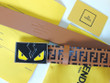 Fendi Brown Ff Print Leather Belt With Black Bugs Eyes Buckle With Lightning