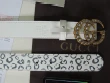 Gucci White G C Letter Print Leather Belt With Pearl Double G Buckle