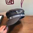 Chanel Silver Logo And Safety Pin Tweed Cap In Black