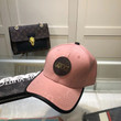 Gucci Print On Leather Patch Baseball Cap In Pink
