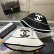 Chanel Logo Embellished Straw Paper Hat In White