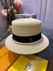 Gucci Interlocking G Black Canvas And Pearl Strap Bucket Hat In Cream