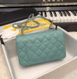 Chanel Classic Mint Green Caviar Leather Chain Bag