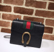 Gucci Dionysus Black Leather Mini Web Stripe Bag